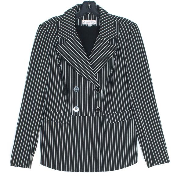 Nanette Lepore Womens Blazer Preppy Academia Retro Minimalist Stripe Black 4 - Picture 1 of 2